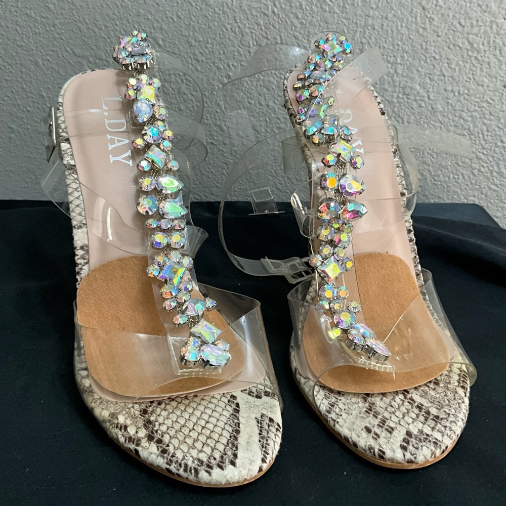 Snakeskin Heels with Clear Straps